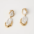 Molten Gold & Baroque Pearl Drop Earrings