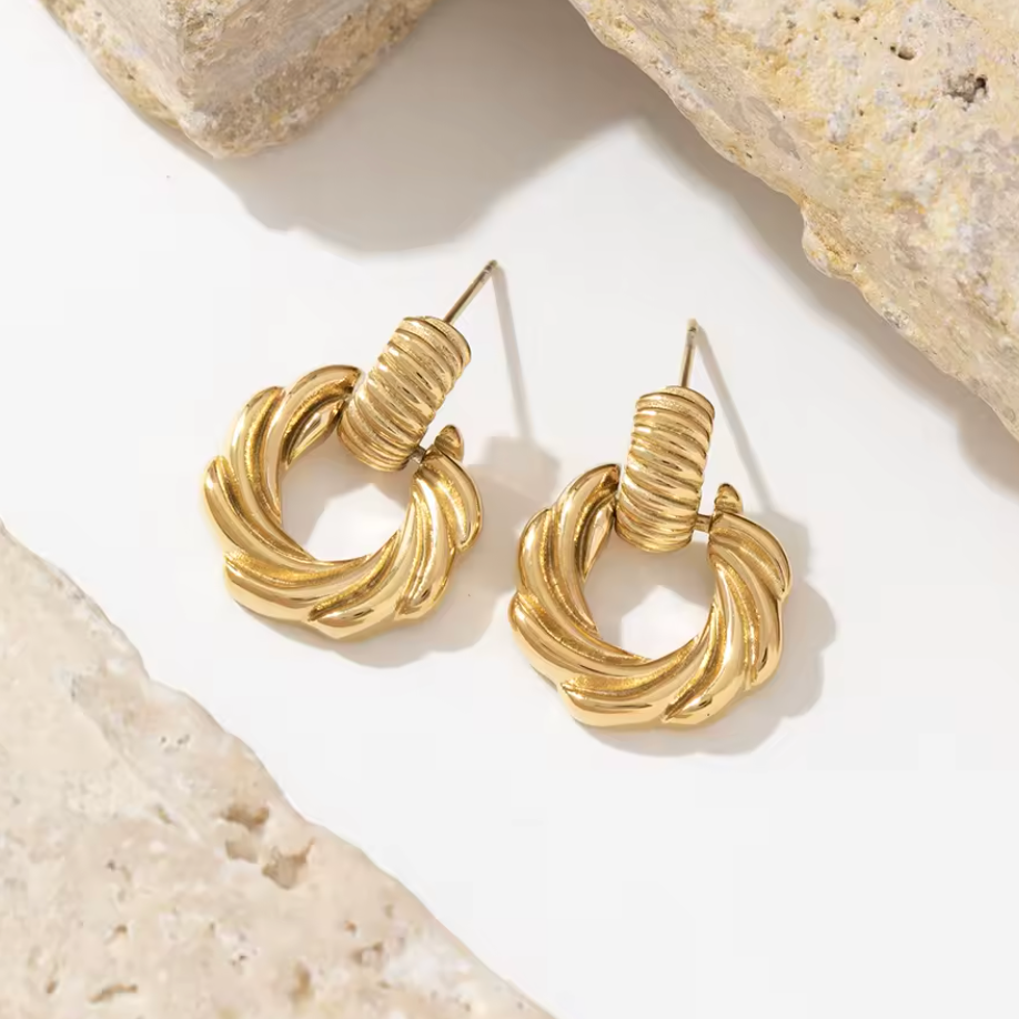 Twisted Rope Ring Drop Earrings