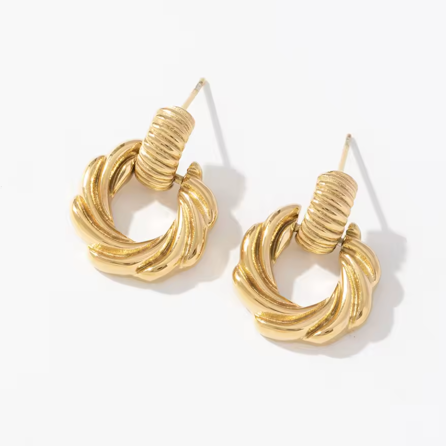 Twisted Rope Ring Drop Earrings