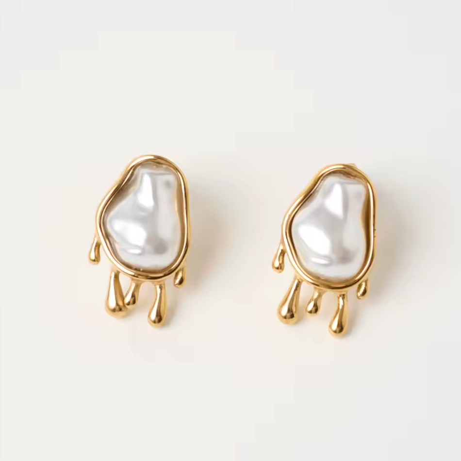Drip Effect Baroque Pearl Earrings
