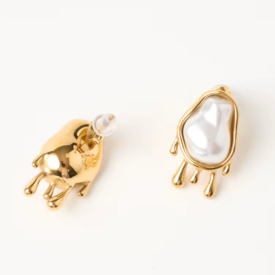 Drip Effect Baroque Pearl Earrings
