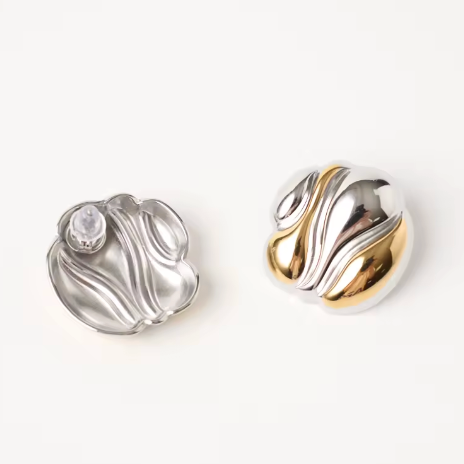 Two-Tone Ripple Earrings