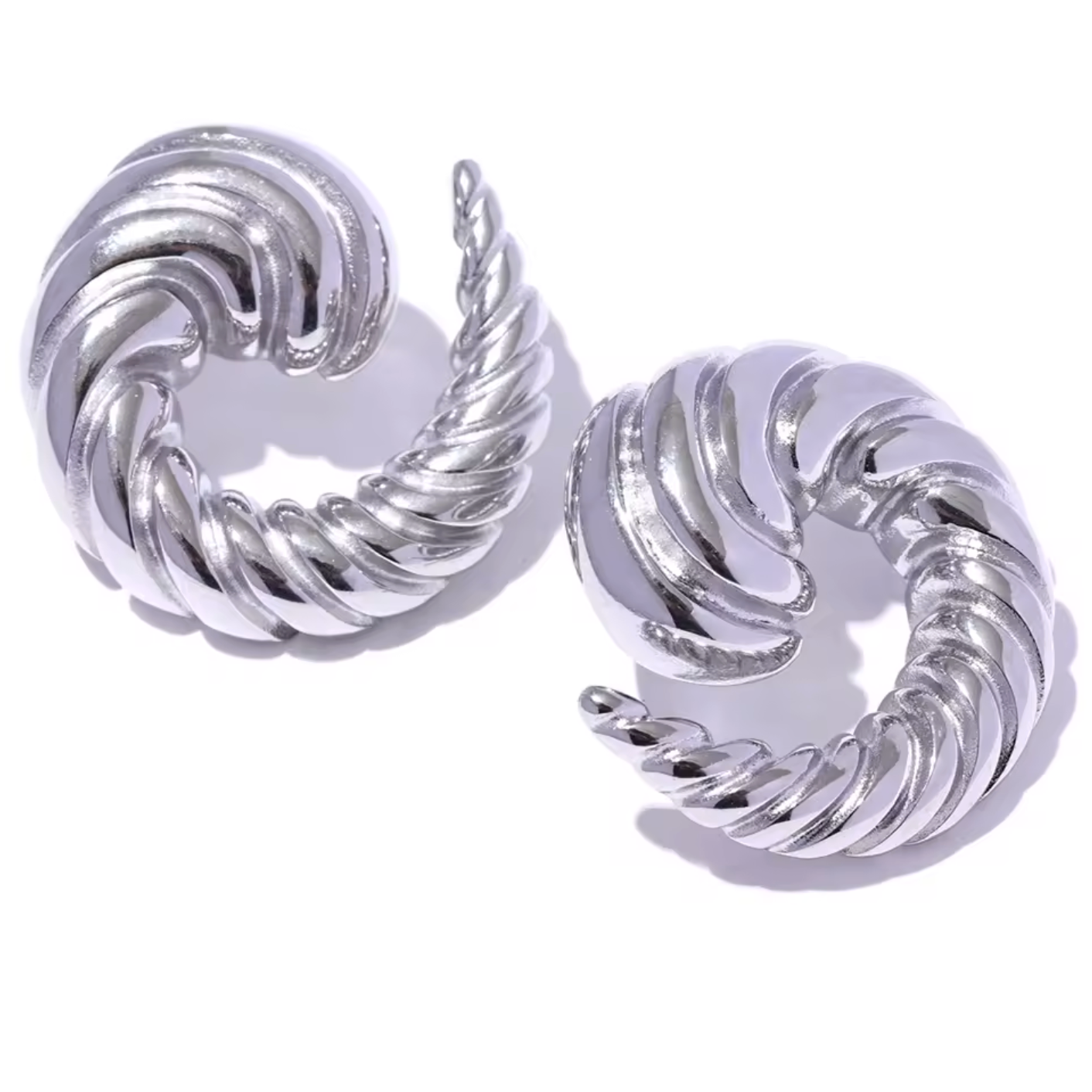 Ribbed Gold Croissant Hoop Earrings