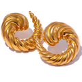 Ribbed Gold Croissant Hoop Earrings