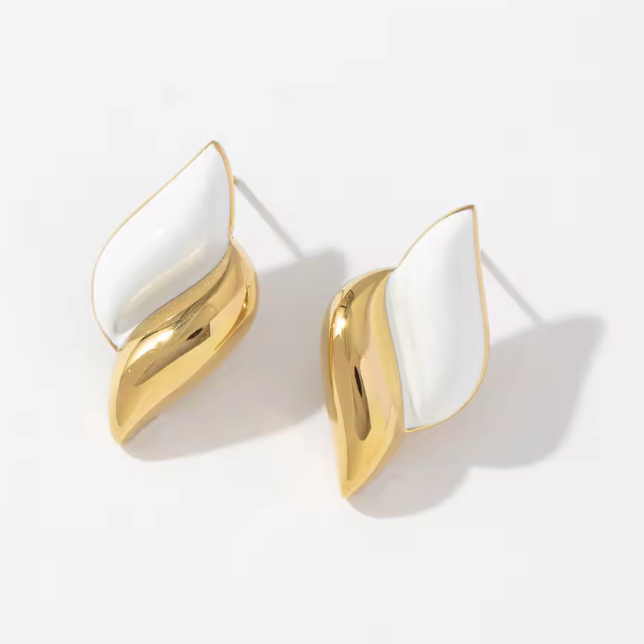 Abstract Two-Tone Wave Earrings