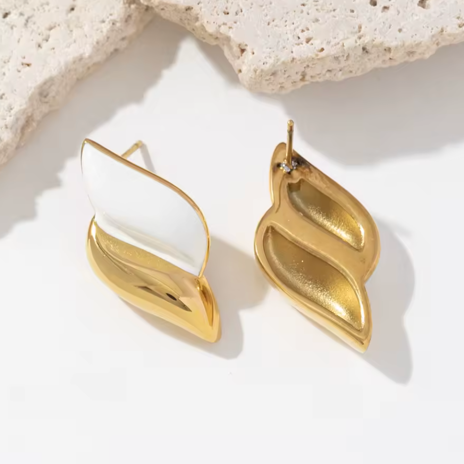 Abstract Two-Tone Wave Earrings